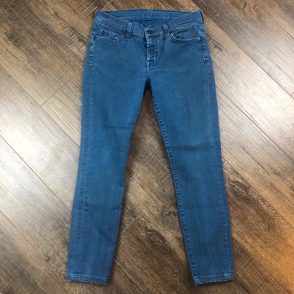7 For All Mankind Teal Skinny Jeans Pants Denim 28 - Picture 1 of 8